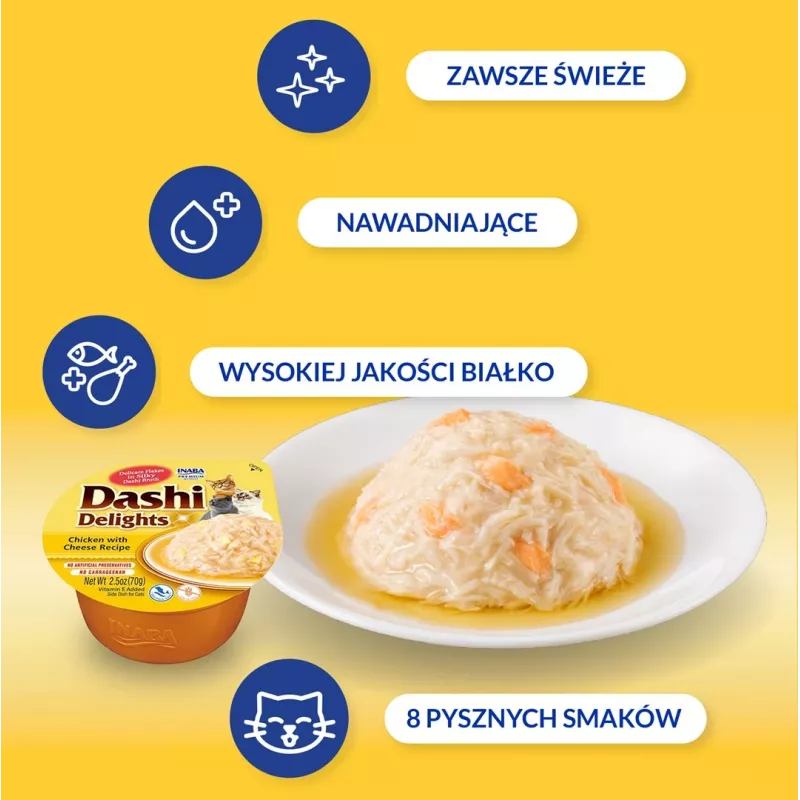 INABA Dashi Delights vištiena su sūriu sultinyje - kačių skanėstai - 70g