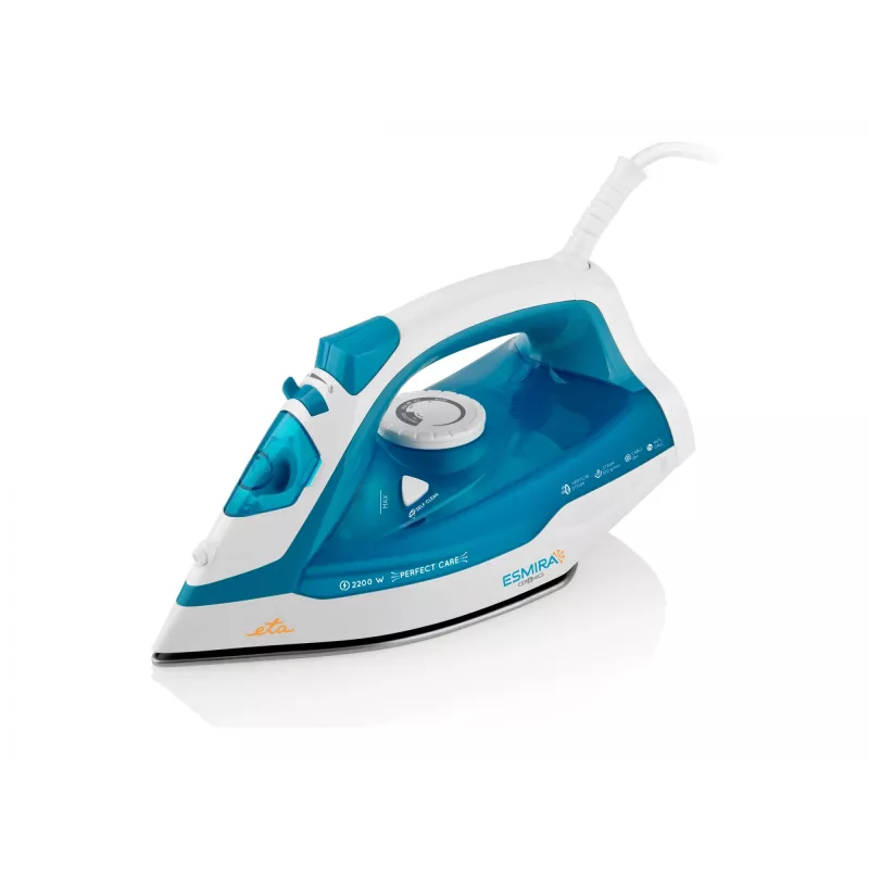 Sauso ir garų lygintuvas ETA Esmira ETA027390000 — 2200 W, keraminis padas, 0,35 L bakelis, 1,12 kg, 2 m laidas