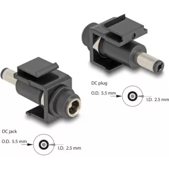 “DeLOCK” Keystone modulis DC 5.5 x 2.5 mm moteriškas į vyrišką juodas