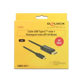 DeLOCK 85256 vaizdo kabelio adapteris 2 m USB Type-C DisplayPort juodas
