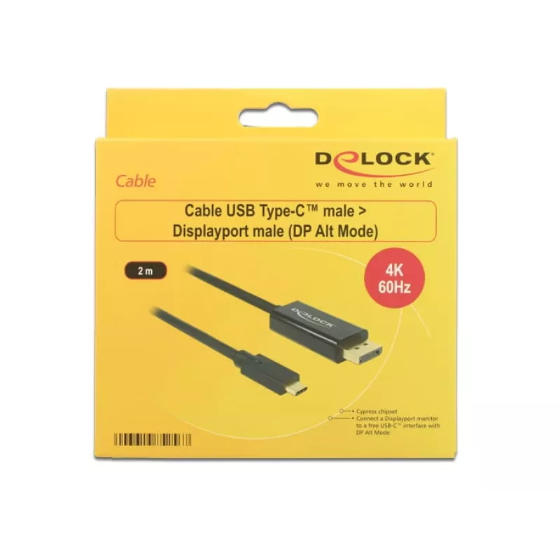 DeLOCK 85256 vaizdo kabelio adapteris 2 m USB Type-C DisplayPort juodas
