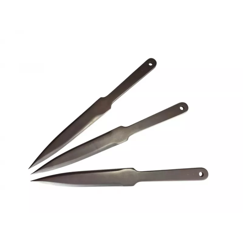 Sportiniai metimo peiliai KAL22 LIDER rinkinys 3 vnt. — legiruotasis plienas, 275 mm ilgis, 165 mm geležtė, 50 HRC, 240 g, sidabrinė apdaila
