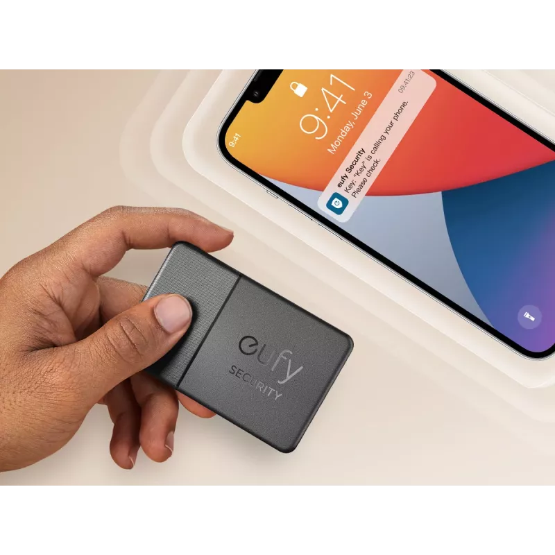 GPS seklys Eufy SmartTrack Card juodas universalus baterijos veikimo laikas 26280 val.