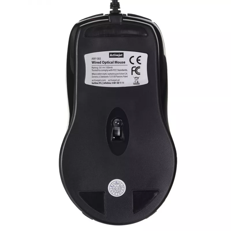 Activejet AMY-083 laidinė USB pelė (optinė; 1000 DPI; juoda)