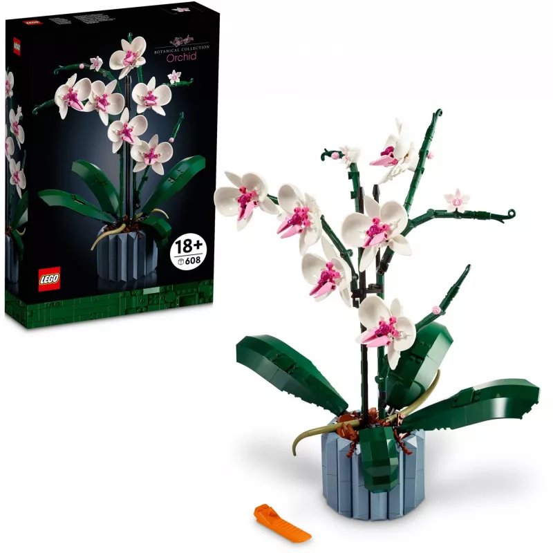 LEGO 10311 Icons Orchid dirbtinio augalo konstravimo rinkinys su gėlėmis, namų dekoro aksesuaras suaugusiems, botanikos kolekcija, dovana žmonai ar vyrui