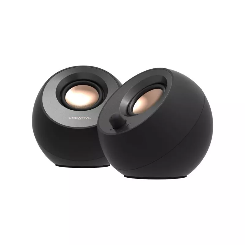 CREATIVE Pebble V3 Minimalistiniai 2.0 USB-C staliniai garsiakalbiai su USB garsu, Clear Dialog patobulinimu, Bluetooth 5.0, 8W RMS ir 16W didžiausia galia, USB-A