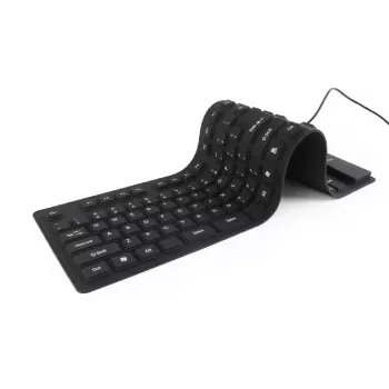 Silikoninė klaviatūra USB+PS/2 juoda