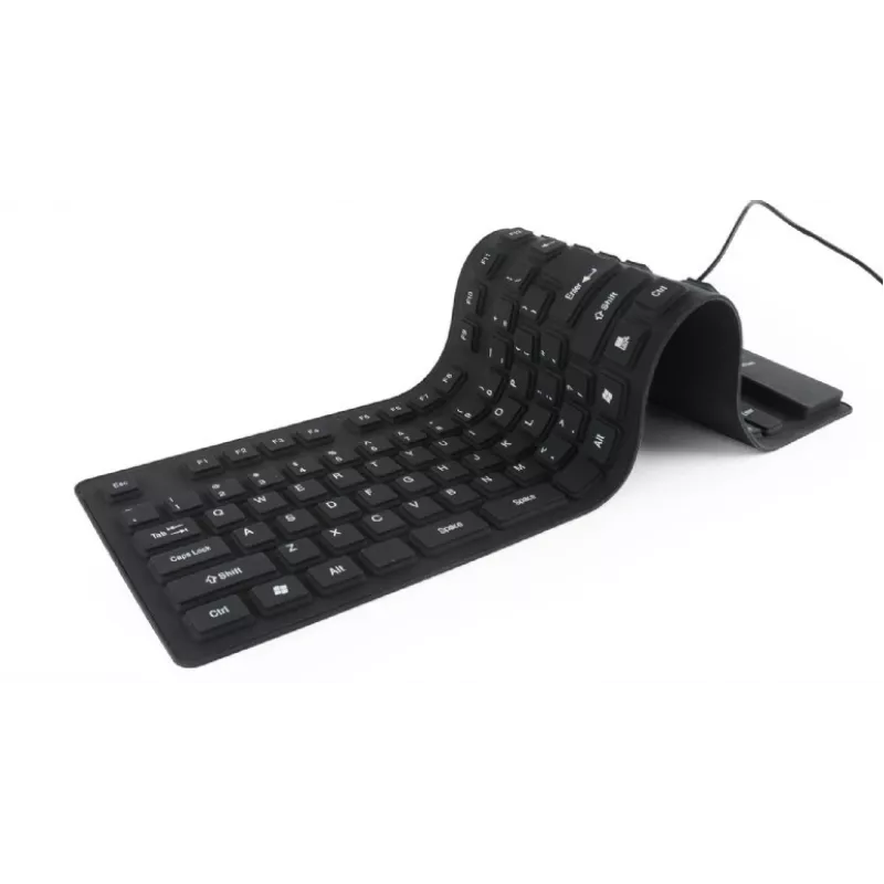 Silikoninė klaviatūra USB+PS/2 juoda