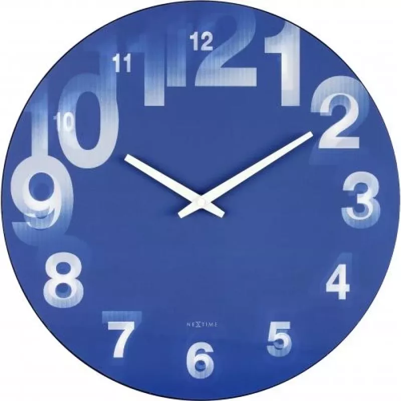 NeXtime klok 3077bl 3D, Ø39.5 cm, Sieninis, Mėlynas/ Baltas