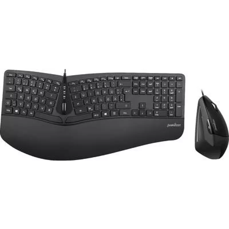 Perixx PERIDUO-505B, DE, klaviatūros ir pelės rinkinys, USB laidas, ergonomiškas, juodas (PERIDUO-505B)
