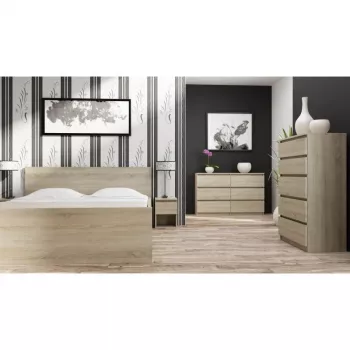Komoda Top e shop M5 SONOMA — 5 stalčiai, ąžuolo apdaila, 700×400×1120 mm, medžio drožlių plokštė