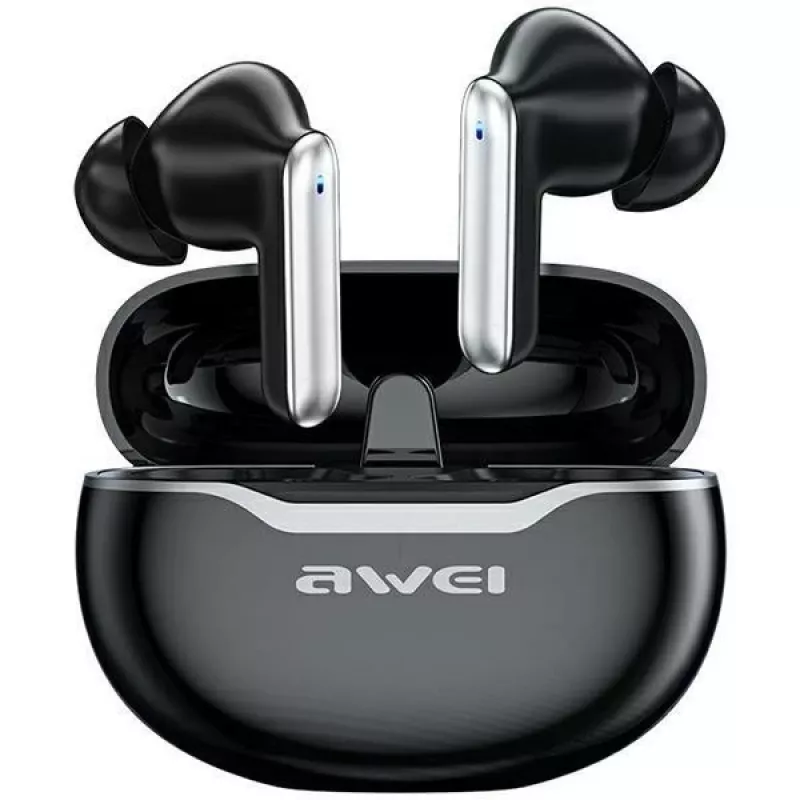 Awei ausinės Bluetooth 5.3 T50 TWS įkrovimo dėklas / juodos