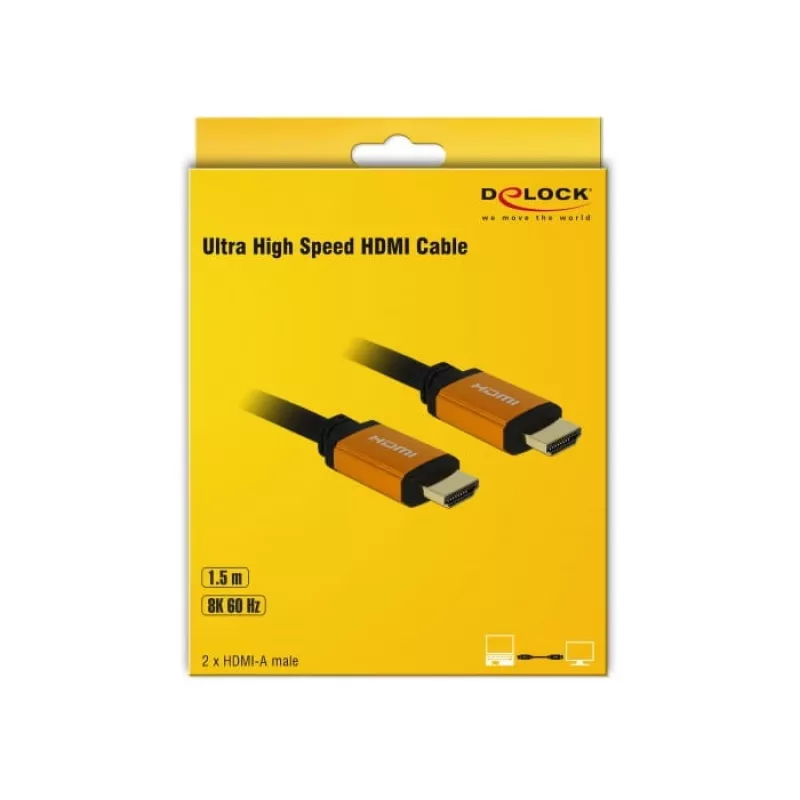 HDMI kabelis DeLOCK 85728 1,5 m Type A juodas auksinis
