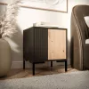 Naktinis staliukas Cama Meble MERCI 44x40x52,5 cm, juodas ir ąžuolo, MDF/medžio drožlių plokštė, pakuotėje 2 vnt.