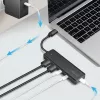 Hub USB-C, 4-porty 2x USB-A,2xUSB-C, Juoda
