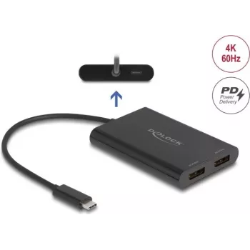 DELOCK adapteris USB Type-C į 2× DisplayPort 4K 60 Hz — modelis 64308
