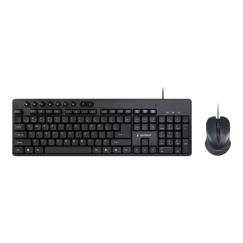 Laidinis pilno dydžio klaviatūra Gembird KBS-UM-04 USB QWERTY US English su pele, juoda, 1,5 m laidas