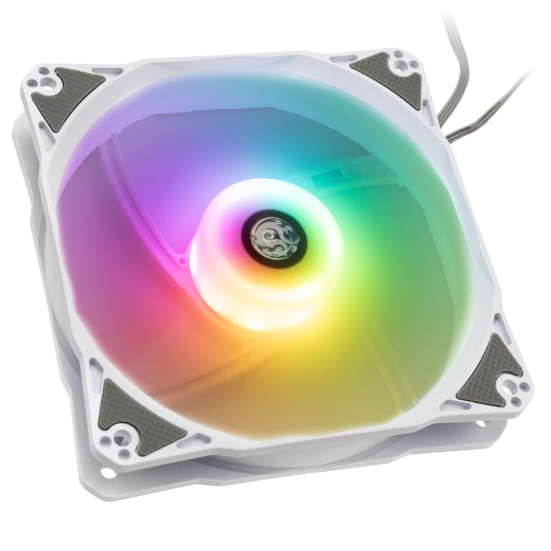 120 mm PWM korpuso ventiliatorių rinkinys BitsPower Notos RGB — balti, 5 vnt. pakuotė (BPTA-FX1812NTWH-5)