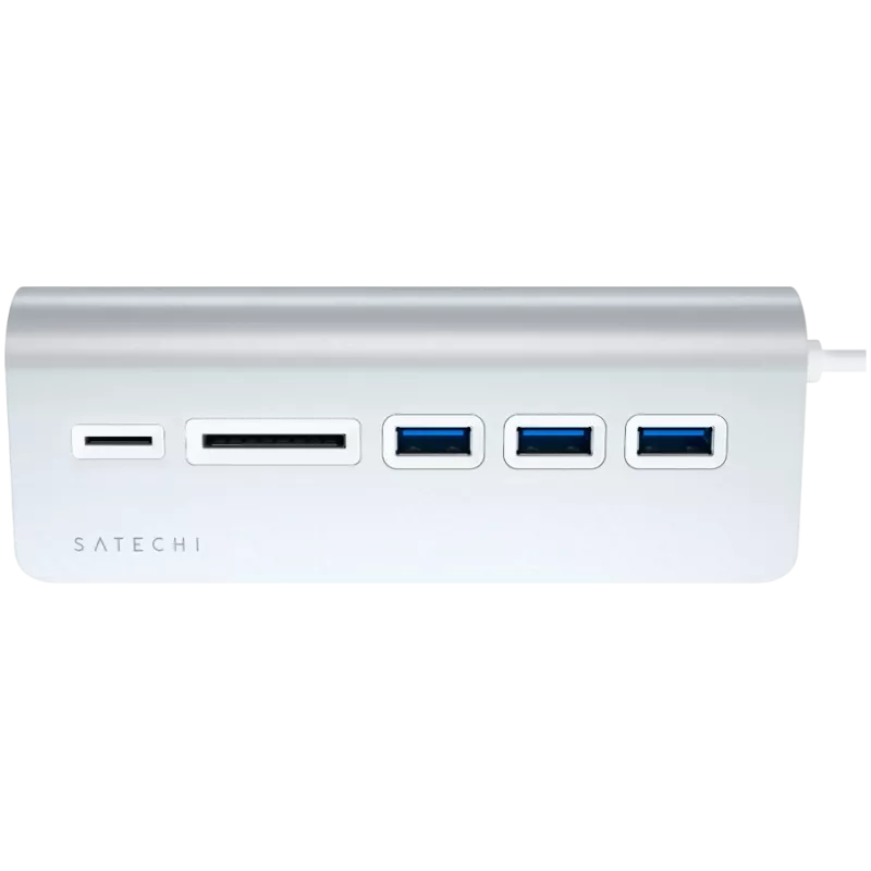 Satechi Type-C Aliumininis USB šakotuvas ir kortelių skaitytuvas, sidabrinis, ST-TCHCRS
