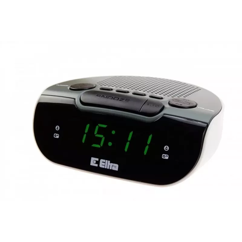 Radijas su laikrodžiu/žadintuvu LED, Eltra, 127x53x98 mm, pilka/baltas
