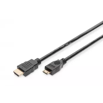 Digitus ASSMANN - Vaizdo / garso kabelis - HDMI - 30 AWG - Mini-HDMI, 19 kontaktų (V) - HDMI, 19 kontaktų (V) - 3 m - Dviguba izoliacija - Juoda (AK-330106-030-S)