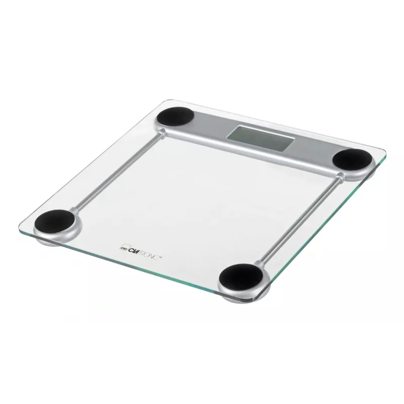 Asmeninės elektroninės svarstyklės CLATRONIC PW 3368 — maks. 150 kg, tikslumas 100 g, stiklinė platforma
