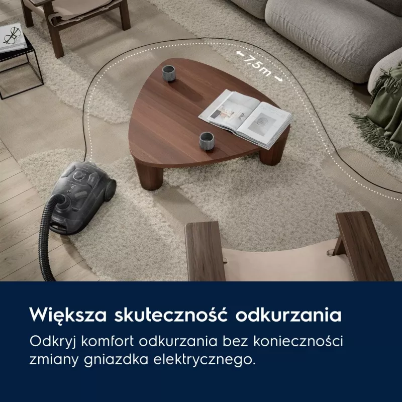 Būgninis dulkių siurblys Electrolux EB31C1DB 750 W, 3 l dulkių maišelis, HEPA filtras, teleskopinis plieninis vamzdis