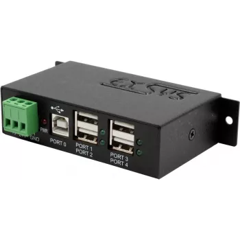 USB šakotuvas Exsys EX-1163HMS — 4 prievadų su 15 kV ESD apsauga, DIN bėgelio tvirtinimo rinkinys