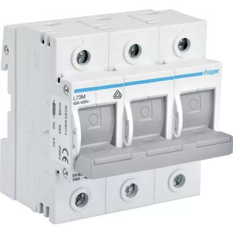 Hager L73M. Nominal Current Output: 63 A. Svoris: 355 g (L73M)