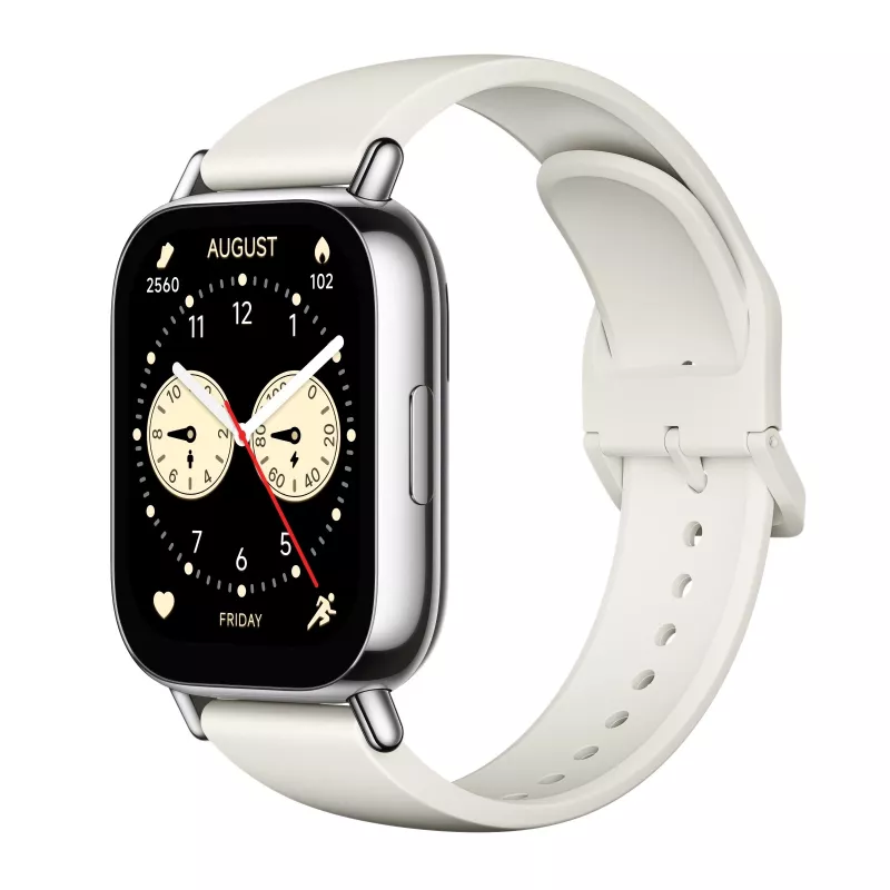 Išmanusis laikrodis „Xiaomi Redmi Watch 5 Lite“ – 1,96 colio AMOLED, GPS, 470 mAh, aukso korpusas, baltas TPU dirželis