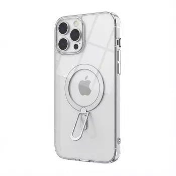 Apsauginis dėklas GUAN, skirtas iPhone 16, su 10H grūdinto stiklo apsauga, integruota atramine kojele, baltas