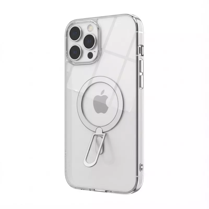 Apsauginis dėklas GUAN, skirtas iPhone 16, su 10H grūdinto stiklo apsauga, integruota atramine kojele, baltas