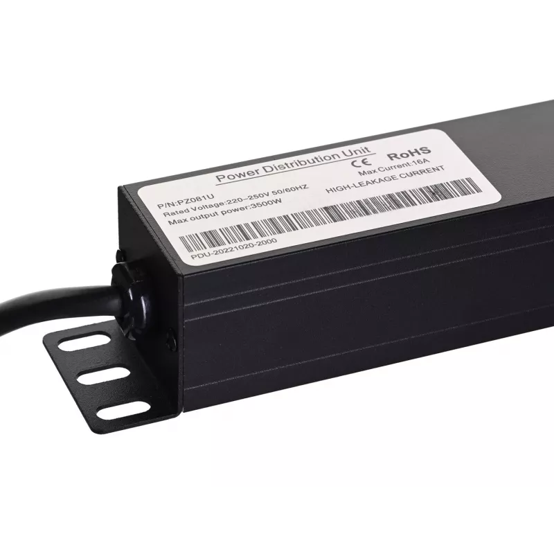 Alantec 19-inch 1U Galia Strip, 8x CEE 7/5, Switch, 1.8m (PZ081U)