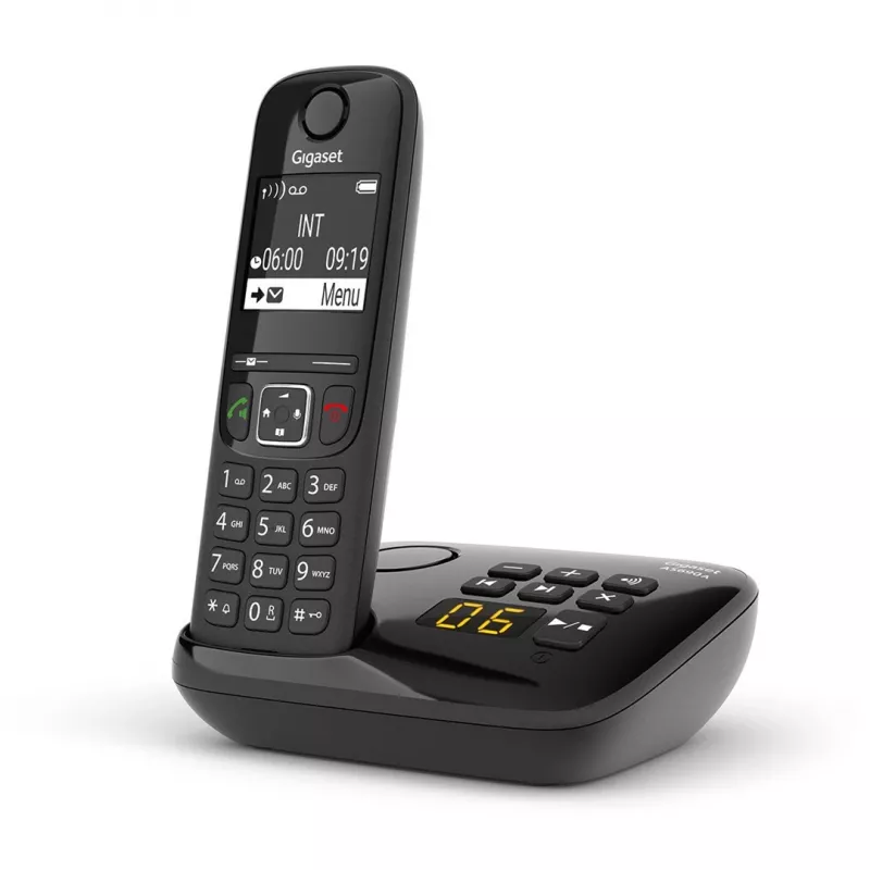 Gigaset AS690A analoginis/DECT telefonas su skambintojo ID, juodas