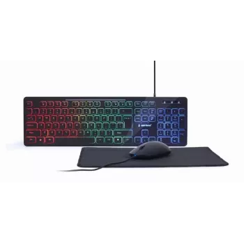 Laidinė pilno dydžio klaviatūra su pele Gembird KBS-UML-01 — USB, QWERTY US, 104 klavišai, juoda