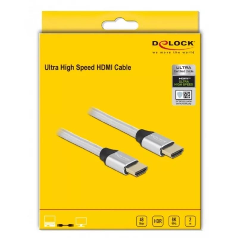 HDMI laidas DeLOCK Ultra High Speed 48 Gbps 8K 60 Hz 2 m