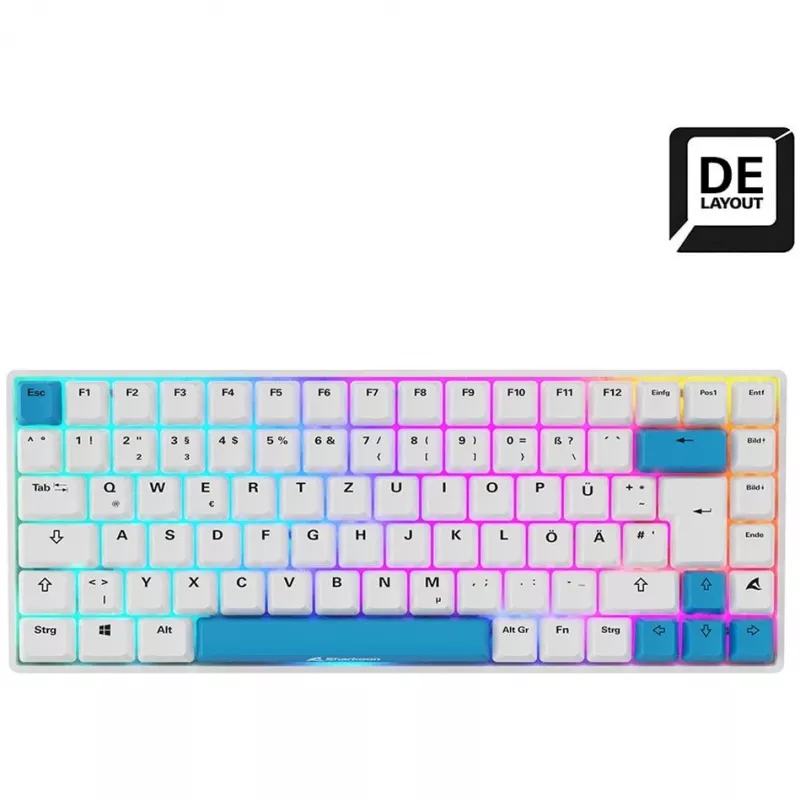 Sharkoon SKILLER SGK50 S3 PBT žaidimų klaviatūra USB QWERTZ vokiška balta