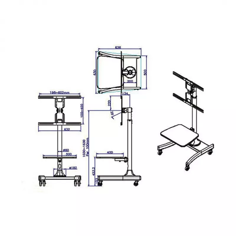 VALUE LCD-/TV-Rollstnder, 27-47 col., iki 35 kg, juodas