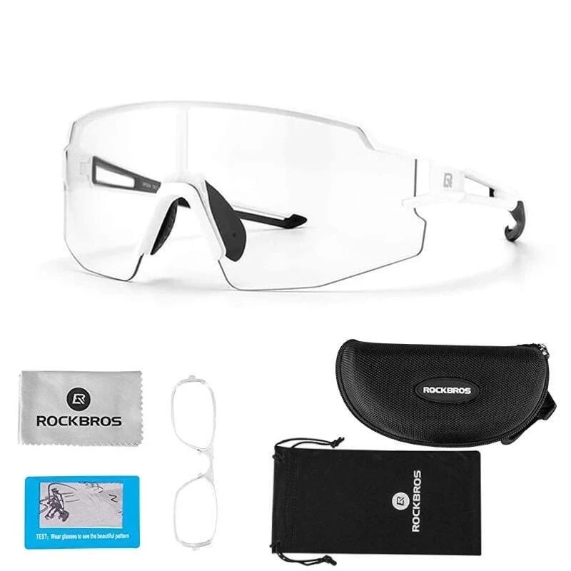 Rockbros 10172 UV400 balti fotochrominiai dviračių akiniai