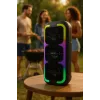 Nešiojamas stereofoninis garsiakalbis SQUEAK SQ1009 — Bluetooth 5.3, 45 W RMS, 10 val. baterija, FM, USB, AUX, LED, 1800 mAh, juodas