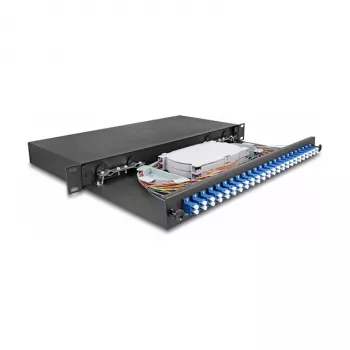 DeLOCK 19 colių optinio pluošto sujungimo dėžutė 24 x LC Duplex OS2 1U juodas metalas