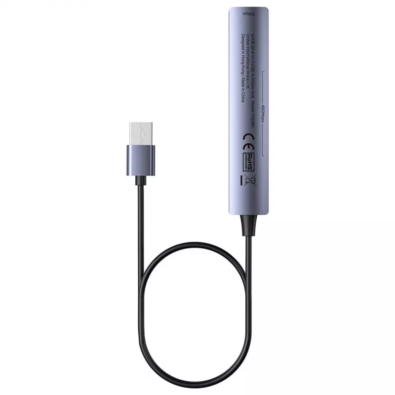 USB šakotuvas Unitek H1208CGY01 — 4 prievadų USB 3.0 (5 Gbps), suderinamas atgal su USB 2.0, aliuminis