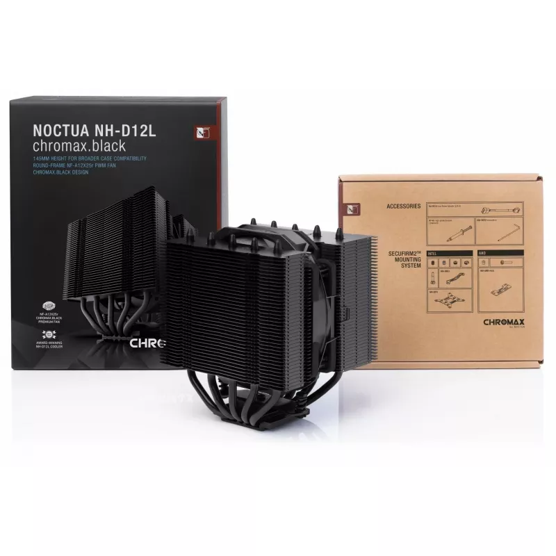 Oro aušintuvas Noctua NH-D12L 12 cm Aliuminis Juodas 450-2000 RPM 18.8-22.6 dB