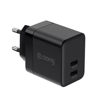 Crong sieninis pakrovėjas Ultra Compact GaN 35W PD 3.0 2x USB-C (juodas)