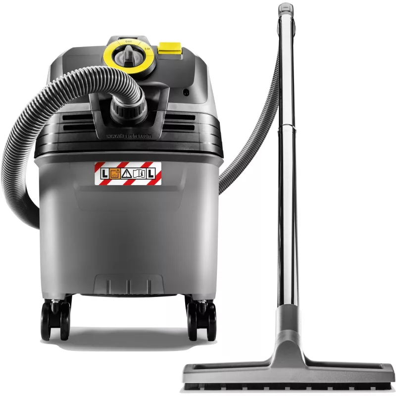 Būgninis dulkių siurblys Kärcher NT 30/1 Ap L — sausam ir šlapiam valymui, 30 l talpa, 1380 W, 74 l/s oro srautas, 25,4 kPa