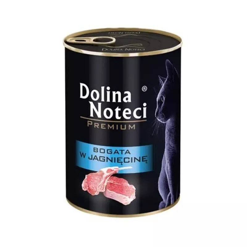 Šlapias kačių maistas Dolina Noteci DOLINA NOTECI Premium 400 g — Vištiena ir ėriena, suaugusioms katėms, skardinė