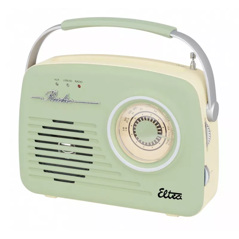 Stalinis radijas Eltra LUIZA RETRO SP-11 su MP3, USB ir SD kortelių palaikymu, mėtų spalvos