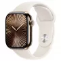 Apple Watch Series 10 GPS + Cellular 42mm aukso spalvos titano korpusas su šviesiai smėlio spalvos sportiniu dirželiu – S/M (MX063QF/A)