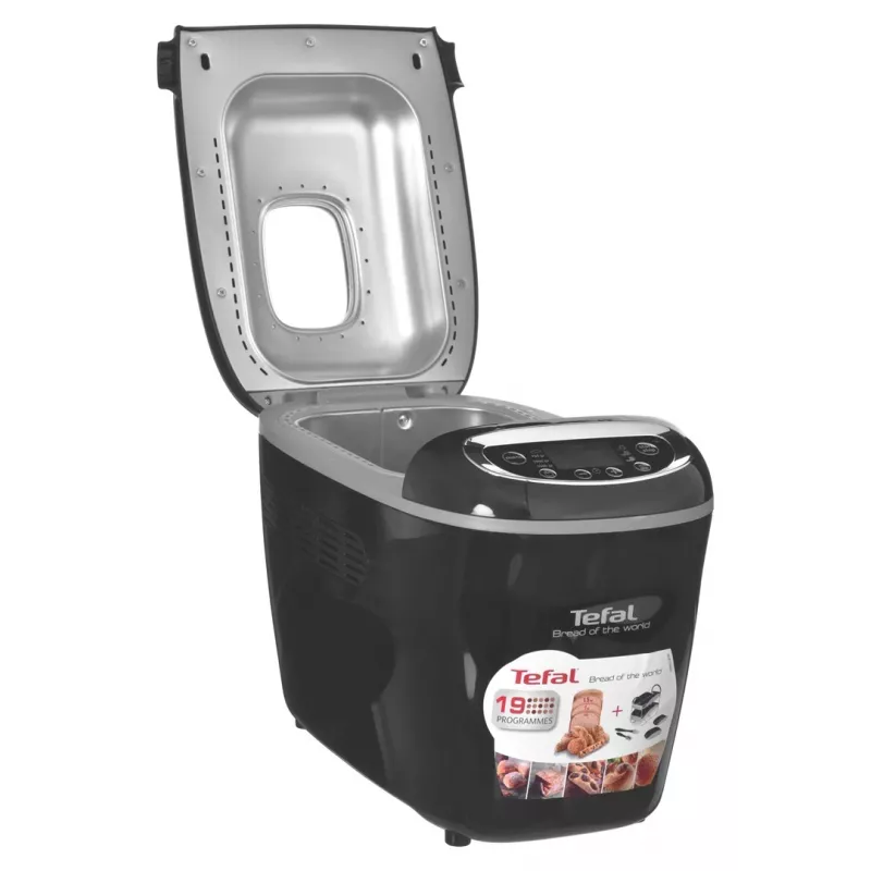 Duonos kepimo mašina Tefal PF611838 — 1600 W, 1,5 kg talpa, 19 programų, lietiminis valdymas, juoda
