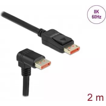 DisplayPort laidas DeLOCK 8K 60 Hz 2 m tiesus kištukas į 90° žemyn nukreiptą kampinį